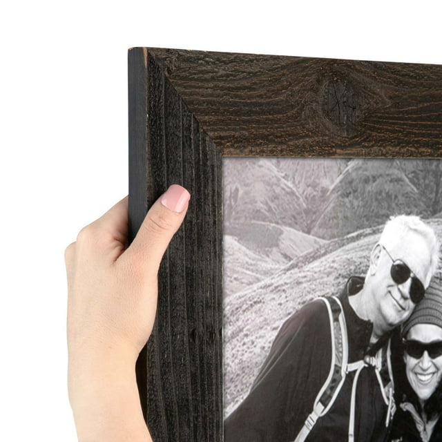 ArtToFrames 8" x 11" Real Reclaimed Charcoal Barnwood Picture Frame, 8x11 inch Black Wood Poster Frame (WOM-4815)