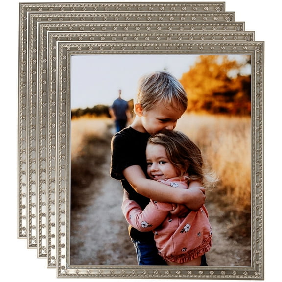 ArtToFrames 8" x 11" Silver Picture Frame, 8.5x11 inch Multi Wood Poster Frame (WOM-4756), 5 Pack