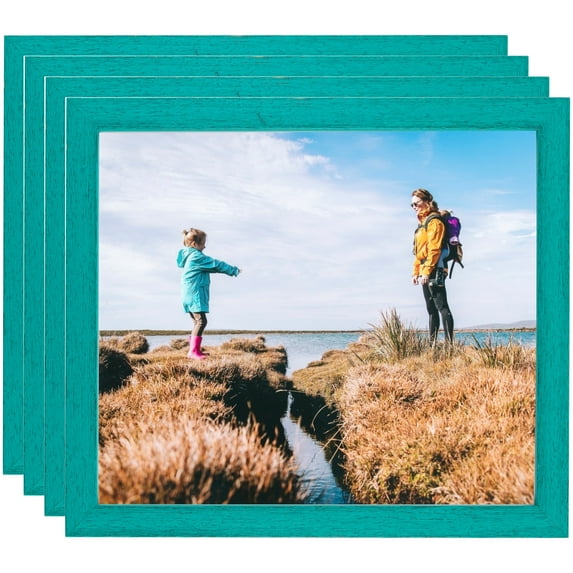 ArtToFrames 8" x 12" Aqua Picture Frame, 8x12 inch Green Wood Poster Frame (WOM-4428), 4 Pack