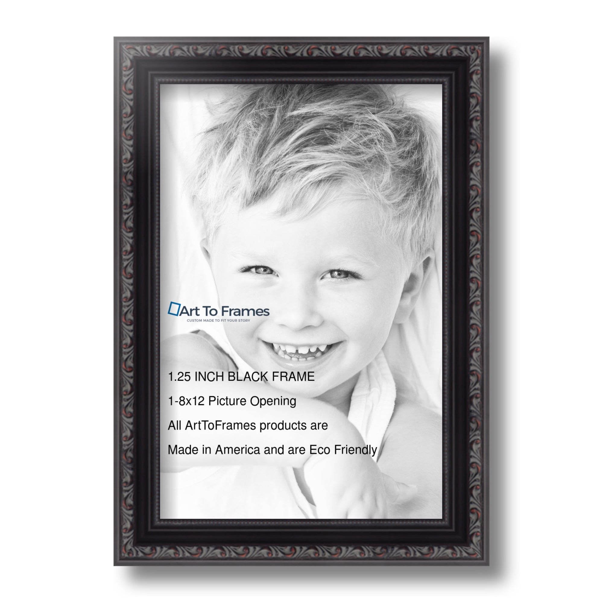 ArtToFrames 8" x 12" Black Picture Frame, 8x12 inch Black Wood Poster ...