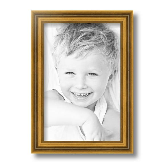 ArtToFrames 8" x 12" Gold Step Picture Frame, 8x12 inch Gold Wood Poster Frame (WOM-4548)
