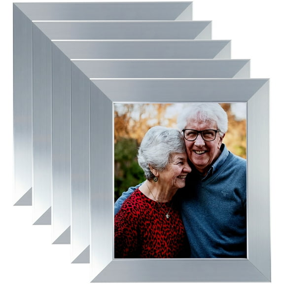 ArtToFrames 8" x 14" Light Silver Picture Frame, 8.5x14 inch Silver Wood Poster Frame (WOM-4827), 5 Pack
