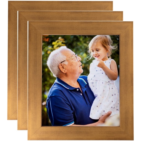ArtToFrames 8" x 14" Muted Gold Glow Picture Frame, 8.5x14 inch Gold MDF Poster Frame (WOM-4675), 3 Pack