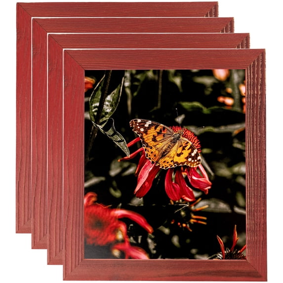 ArtToFrames 8" x 14" Real Reclaimed Red Barnwood Picture Frame, 8x14 inch Red Wood Poster Frame (WOM-4814), 4 Pack