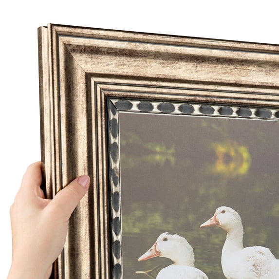 ArtToFrames 8" x 14" Silver Scoop Picture Frame, 8.5x14 inch Silver Wood Poster Frame (WOM-5089)