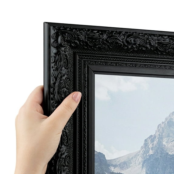 ArtToFrames 8" x 16" Majestic Black Picture Frame, 8x16 inch Black Wood Poster Frame (WOM-5120), Pack