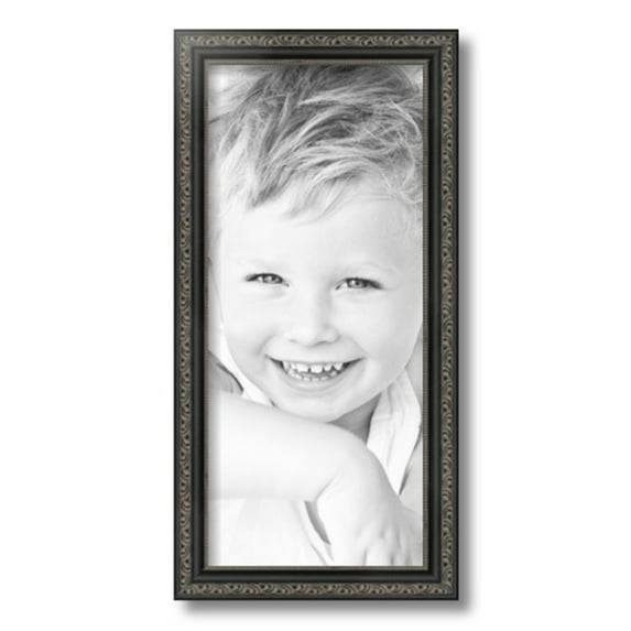 ArtToFrames 8x18 inch Antique Black Picture Frame, Black 8" x 18" Wood Poster Frame (WOM-5106) 1234