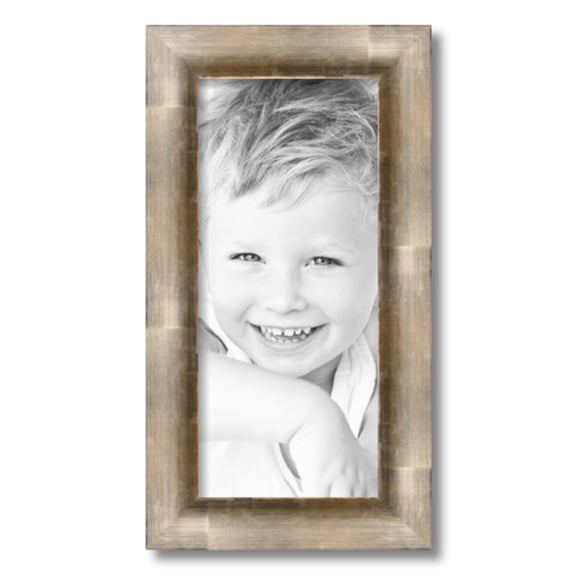 ArtToFrames 8" x 18" Antique Silver Picture Frame, 8x18 inch Silver Wood Poster Frame (WOM-4944)