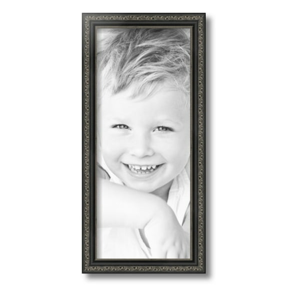 ArtToFrames 8" x 19" Antique Black Picture Frame, 8x19 inch Black Wood Poster Frame (WOM-5106)