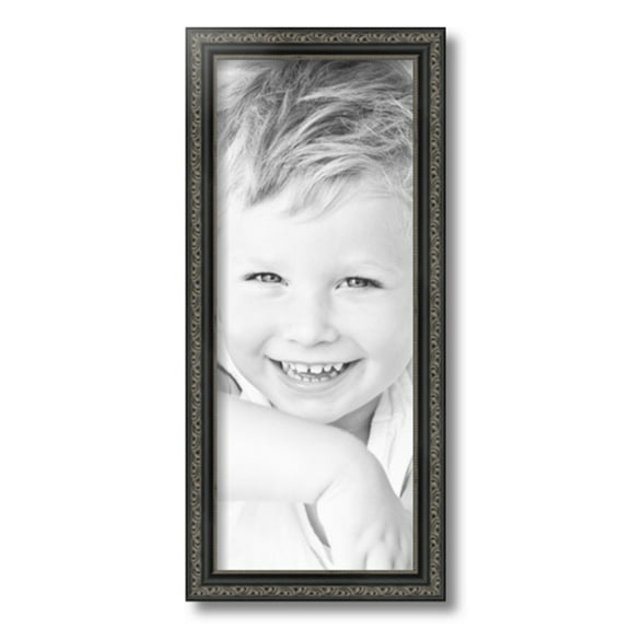 ArtToFrames 8" x 20" Antique Black Picture Frame, 8x20 inch Black Wood Poster Frame (WOM-5106), 1 Pack
