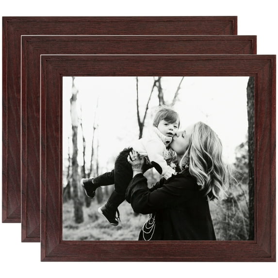 ArtToFrames 8" x 20" Cherry Picture Frame, 8x20 inch Red Wood Poster Frame (WOM-4334), 3 Pack