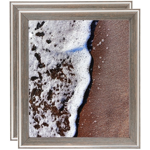 ArtToFrames 8" x 20" Contrast Light Grey Picture Frame, 8x20 inch Gray Wood Poster Frame (WOM-4929), 2 Pack