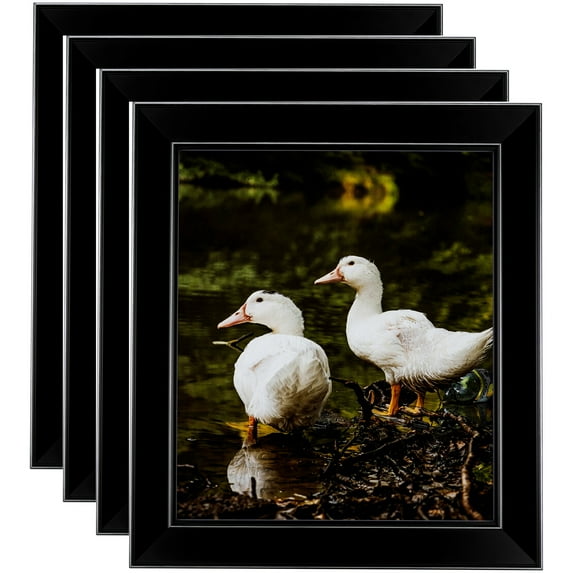 ArtToFrames 8" x 20" Honors Black with Silver Picture Frame, 8x20 inch Black Wood Poster Frame (WOM-5157), 4 Pack