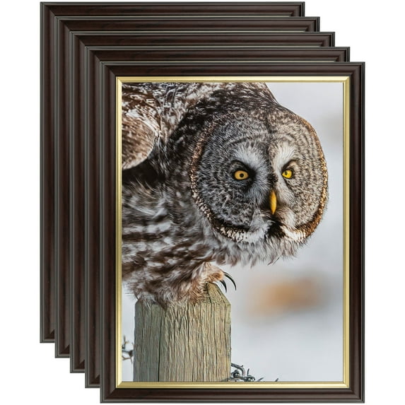 ArtToFrames 8" x 20" Mahogany and Gold Slope Picture Frame, 8x20 inch Brown MDF Poster Frame (WOM-4447), 5 Pack