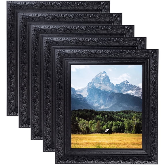 ArtToFrames 8" x 20" Majestic Black Picture Frame, 8x20 inch Black Wood Poster Frame (WOM-5120), 5 Pack