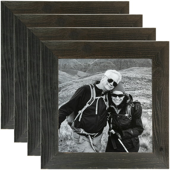 ArtToFrames 8" x 20" Real Reclaimed Charcoal Barnwood Picture Frame, 8x20 inch Black Wood Poster Frame (WOM-4815), 4 Pack