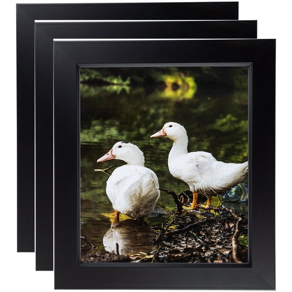 ArtToFrames 8" x 20" Satin Black Step Lip Picture Frame, 8x20 inch Black Wood Poster Frame (WOM-1452), 3 Pack