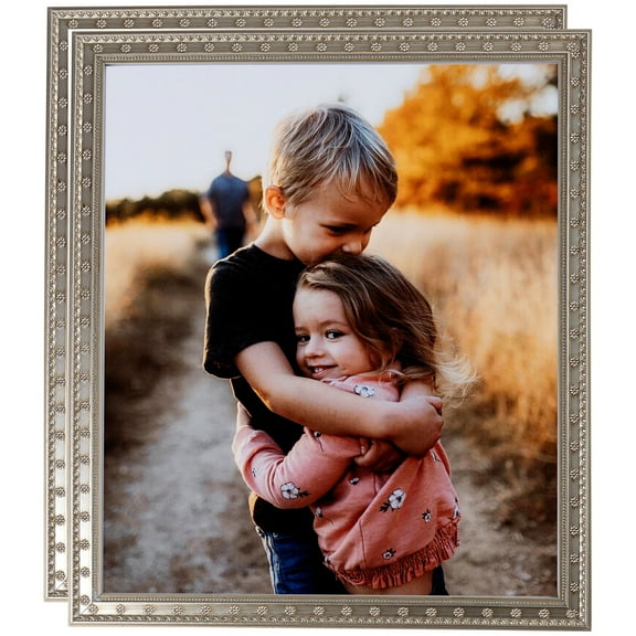 ArtToFrames 8" x 20" Silver Picture Frame, 8x20 inch Multi Wood Poster Frame (WOM-4756), 2 Pack