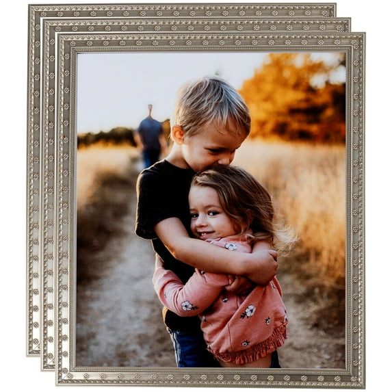 ArtToFrames 8" x 20" Silver Picture Frame, 8x20 inch Multi Wood Poster Frame (WOM-4756), 3 Pack