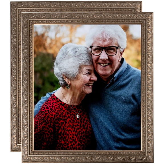 ArtToFrames 8" x 20" Silver Victorian Emboss Picture Frame, 8x20 inch Silver Wood Poster Frame (WOM-5082), 2 Pack