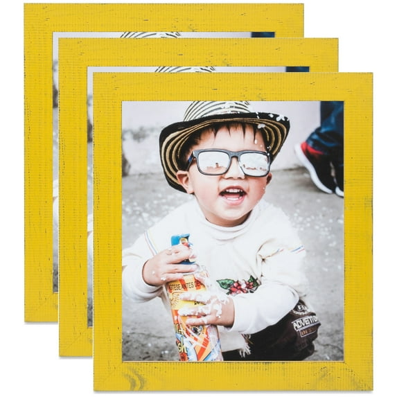 ArtToFrames 8" x 20" Yellow Picture Frame, 8x20 inch Yellow Wood Poster Frame (WOM-4584), 3 Pack