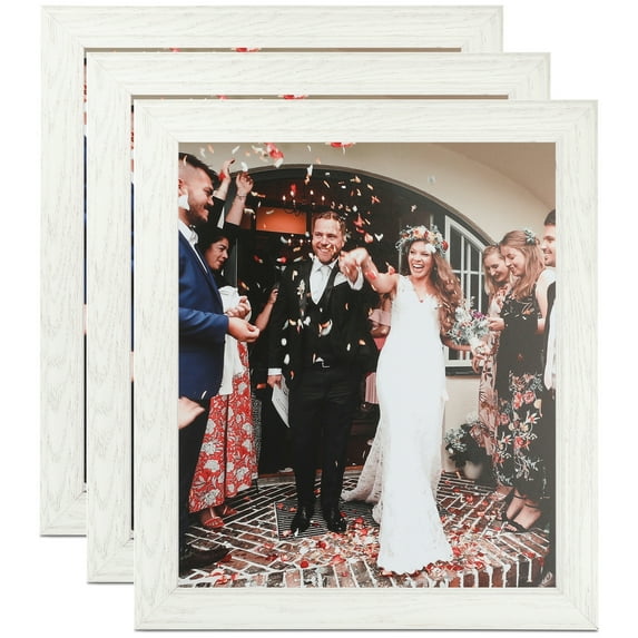 ArtToFrames 8" x 25" White Picture Frame, 8x25 inch White Wood Poster Frame (WOM-4098), 3 Pack