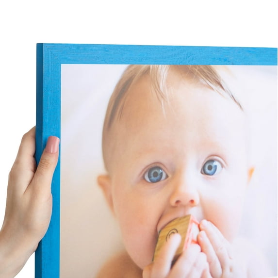 ArtToFrames 8" x 27" Bright Blue Picture Frame, 8x27 inch Blue Wood Poster Frame (WOM-4751)