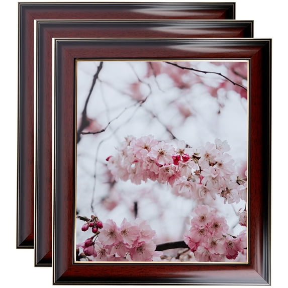 ArtToFrames 8" x 28" Matte Mahogany with Gold Accent Diploma Picture Frame, 8x28 inch Brown Wood Poster Frame (WOM-5109), 3 Pack