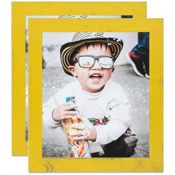 ArtToFrames 8" x 31" Yellow Picture Frame, 8x31 inch Yellow Wood Poster Frame (WOM-4584), 2 Pack