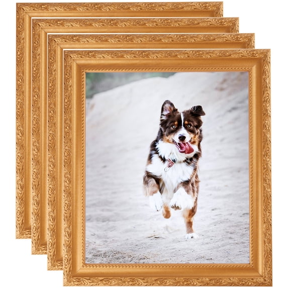 ArtToFrames 8" x 34" Bright Gold Picture Frame, 8x34 inch Gold Wood Poster Frame (WOM-4928), 4 Pack