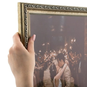 ArtToFrames 8" x 8" Antique Silver Picture Frame, 8x8 inch Silver Wood Poster Frame (WOM-4562)