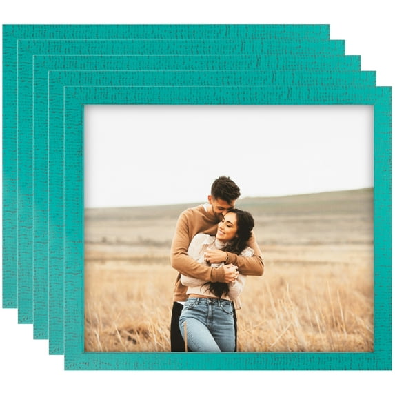 ArtToFrames 8" x 8" Aqua Picture Frame, 8x8 inch Green Wood Poster Frame (WOM-5186), 5 Pack