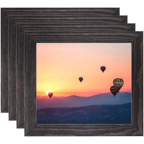 ArtToFrames 8" x 8" Black Picture Frame, 8x8 inch Black Wood Poster Frame (WOM-4288), 4 Pack