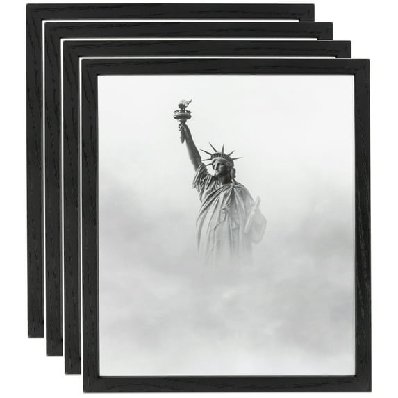 ArtToFrames 8" x 8" Black Picture Frame, 8x8 inch Black Wood Poster Frame (WOM-4308), 4 Pack