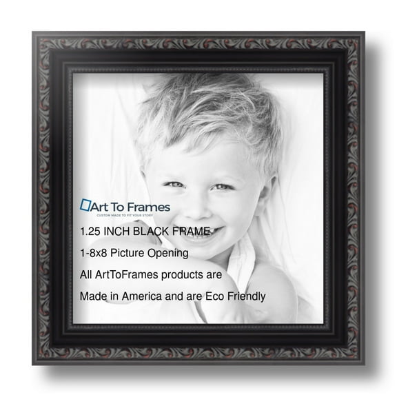 ArtToFrames 8" x 8" Black Picture Frame, 8x8 inch Black Wood Poster Frame (WOM-4625)