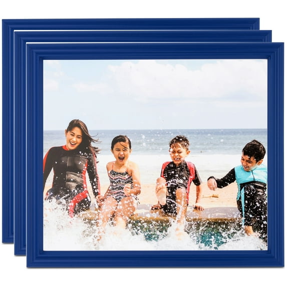 ArtToFrames 8" x 8" Blue Picture Frame, 8x8 inch Blue Wood Poster Frame (WOM-4158), 3 Pack