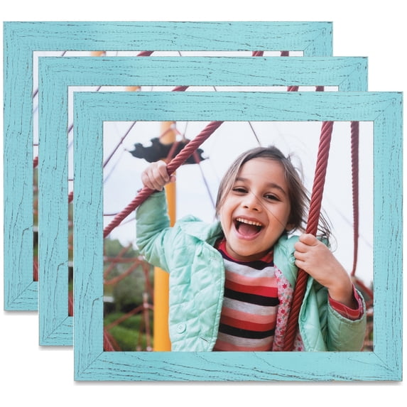 ArtToFrames 8" x 8" Eggshell Blue Picture Frame, 8x8 inch Blue Wood Poster Frame (WOM-4599), 3 Pack