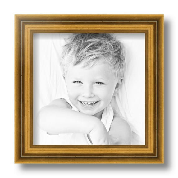 ArtToFrames 8" x 8" Gold Step Picture Frame, 8x8 inch Gold Wood Poster Frame (WOM-4548)