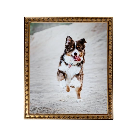 ArtToFrames 8" x 8" Gold with Star Picture Frame, 8x8 inch Gold Wood Poster Frame (WOM-4755), 1 Pack