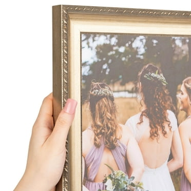 ArtToFrames 8" x 8" Muted Silver Picture Frame, 8x8 inch Silver Wood Poster Frame (WOM-4626), 4 Pack