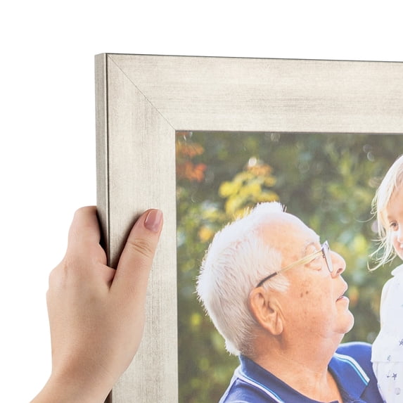 ArtToFrames 8" x 8" Muted Warm Silver Picture Frame, 8x8 inch Silver MDF Poster Frame (WOM-4676)