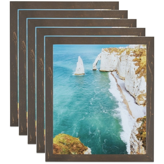 ArtToFrames 8" x 8" Oak Picture Frame, 8x8 inch Brown Wood Poster Frame (WOM-4742), 5 Pack