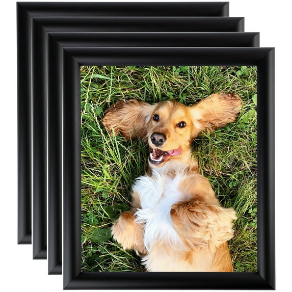 ArtToFrames 8" x 8" Satin Black Bull Nose Picture Frame, 8x8 inch Black Wood Poster Frame (WOM-1417), 4 Pack