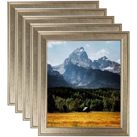 ArtToFrames 8" x 8" Silver Panel Picture Frame, 8x8 inch Multi Wood Poster Frame (WOM-5094), 5 Pack