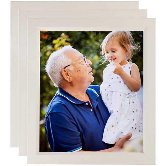 ArtToFrames 8" x 8" Slanted Lip White Picture Frame, 8x8 inch White Wood Poster Frame (WOM-4825), 3 Pack