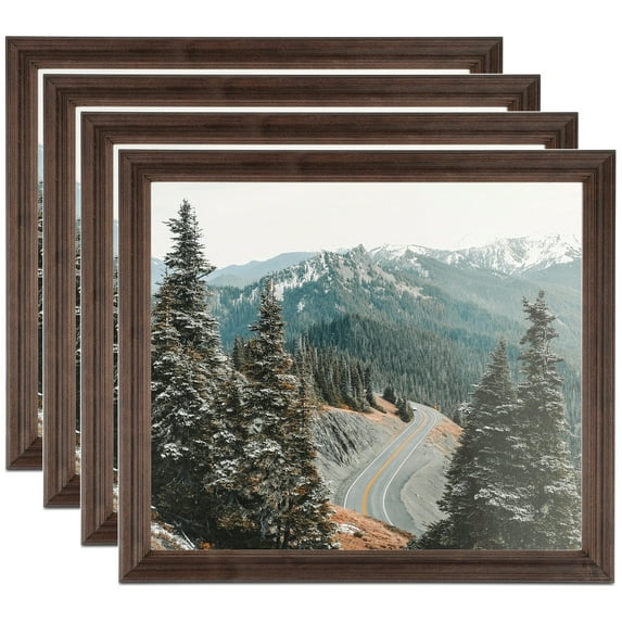 ArtToFrames 8" x 8" Walnut Picture Frame, 8x8 inch Brown MDF Poster Frame (WOM-4094), 4 Pack