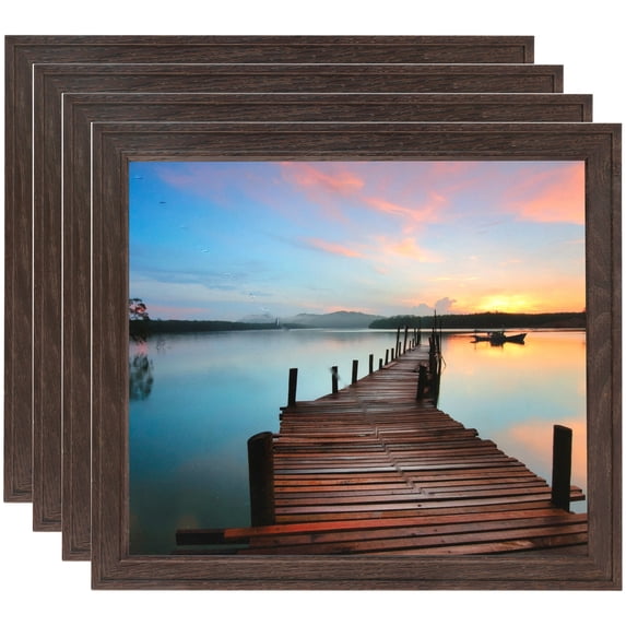 ArtToFrames 8" x 9" Walnut Picture Frame, 8x9 inch Brown MDF Poster Frame (WOM-4106), 4 Pack