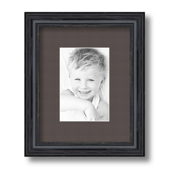 ArtToFrames 8x10 Matted Picture Frame with 4x6 Single Mat Photo Opening Framed in 1.25 Black Stain on Solid Red Oak and 2 Chestnut Mat (FWM-4083-8x10)