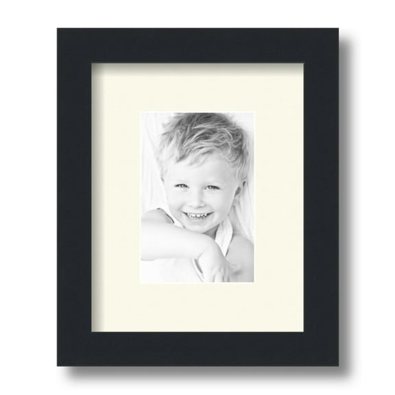ArtToFrames 8x10 Matted Picture Frame with 4x6 Single Mat Photo Opening Framed in 1.25 Satin Black and 2 Brilliant White Mat (FWM-3926-8x10)