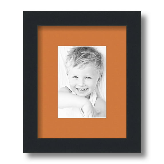 ArtToFrames 8x10" Matted Picture Frame with 4x6" Single Mat Photo Opening Framed in 1.25" Satin Black and 2" Octoberfest Mat (FWM-3926-8x10)